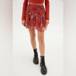 Urban Outfitters velvet burnout Vera flippy, mini skirt Size Small